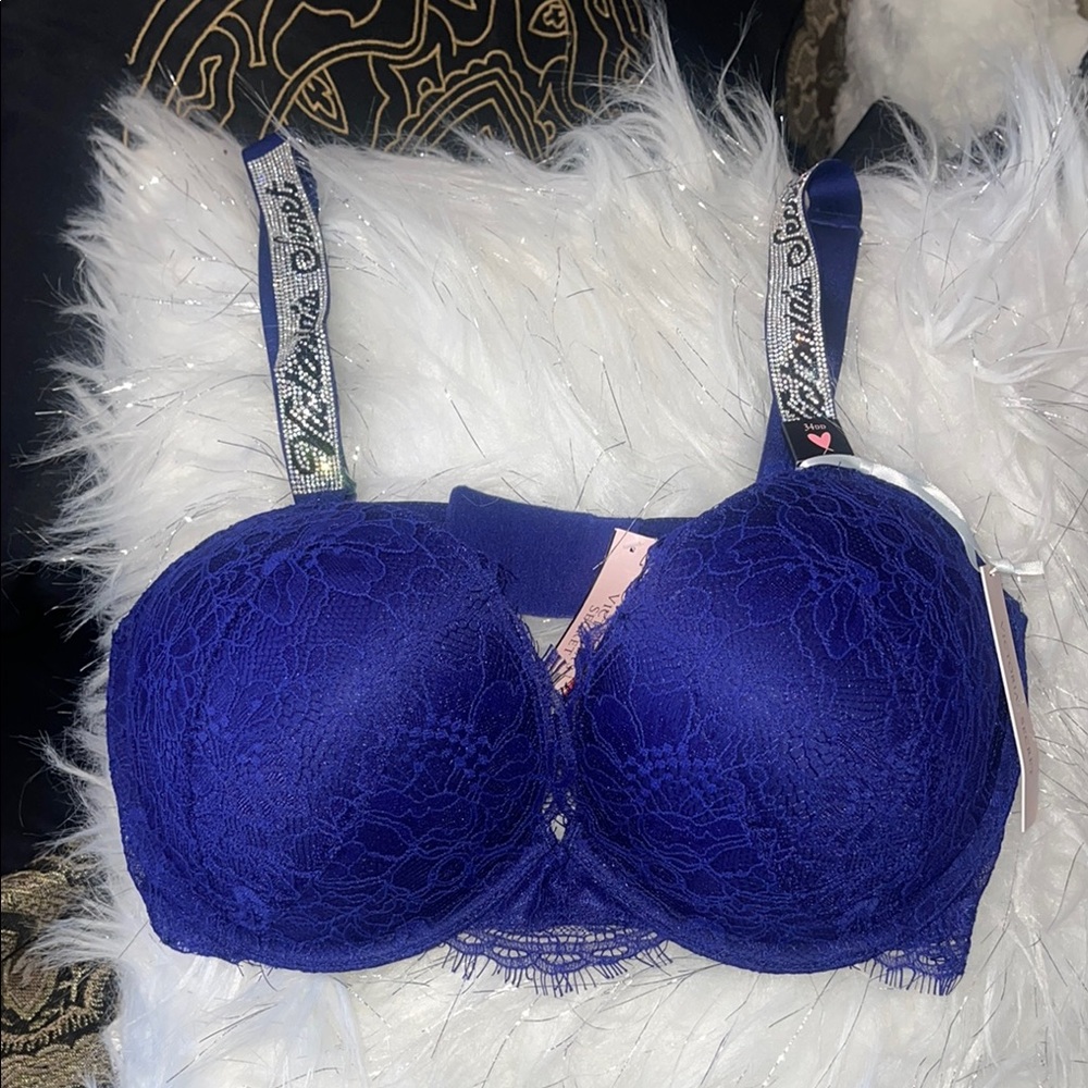 💎Victoria's Secret Deep Blue Lace Rhinestone